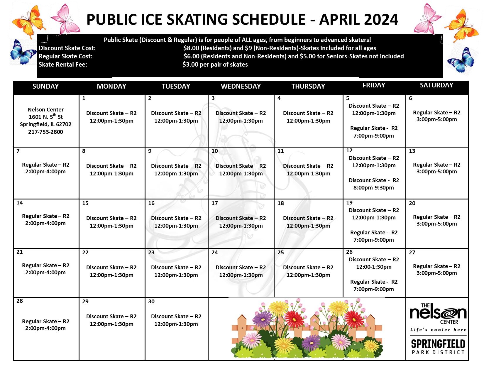 April 2024 Public Ice Skating Schedule